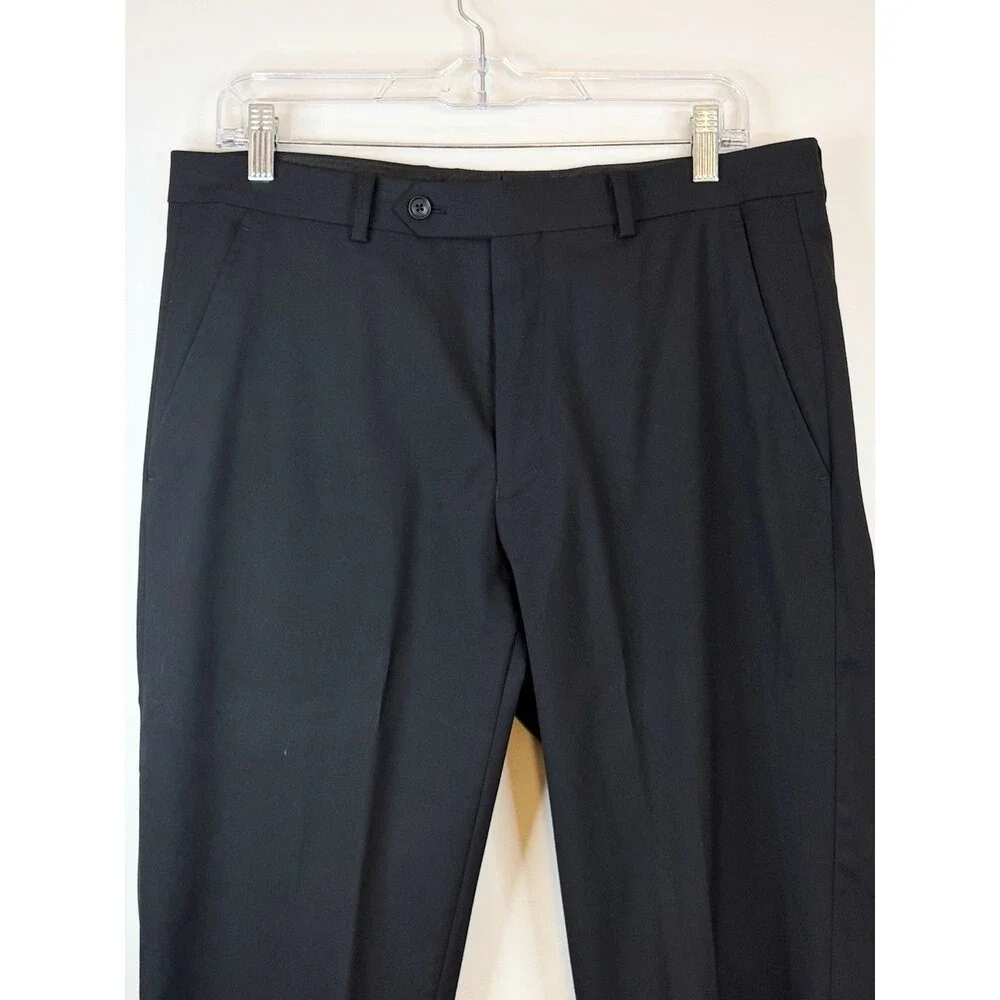 ALFANI Men’s Classic Fit Stretch Suit Pants Black 32x32 Straight Leg Flat Front